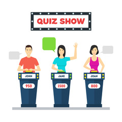 Canvas Print - Cartoon People Quiz Game Show Concept. Vector