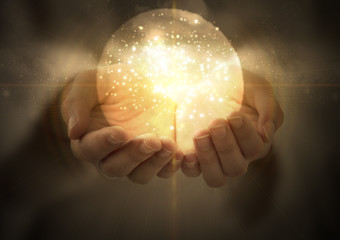 Wall Mural - magic ball in women's hands, magic, witchcraft