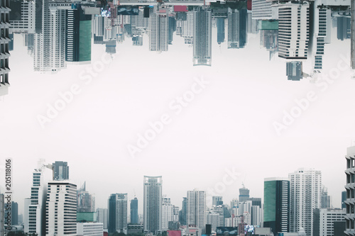 Fotomural Invert City upside down, Parallel universe science theory of cityscape