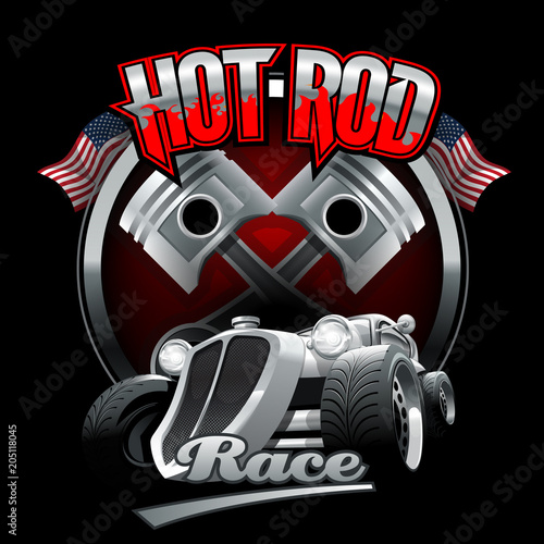 Fotomural Vintage Hot Rod logo for printing on T-shirts or posters