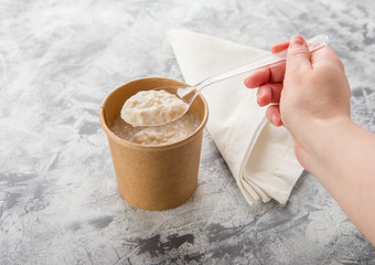 Canvas Print - Oatmeal porridge with milk - healthy breakfast