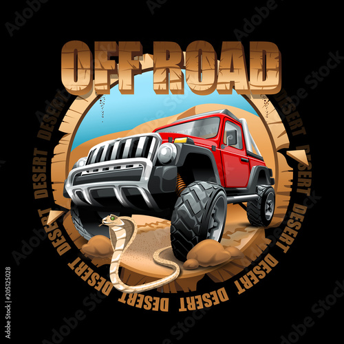 Dekoracja na wymiar  extreme-off-road-pojazdu-suv-na-pustyni-ilustracja-wektorowa