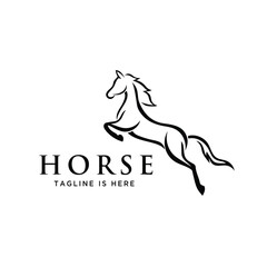 Wall Mural - line art elegant jumping horse style logo