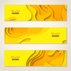 Wall Mural - Horizontal banners with yellow paper cut