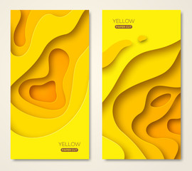 Wall Mural - vertical banners with yellow paper cut