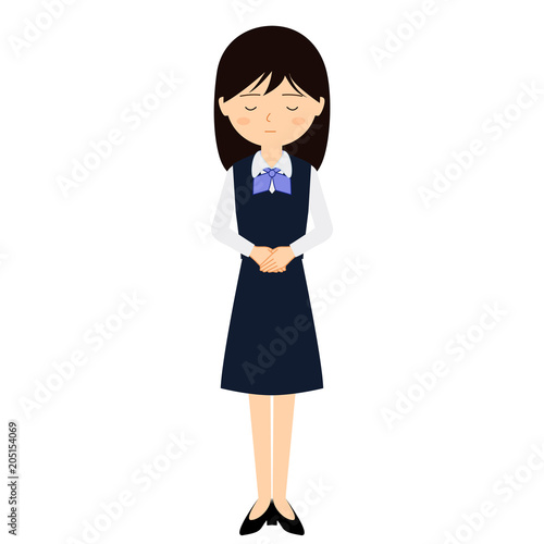 お詫びをするビジネス制服を着た若い女性のお辞儀イラスト Stock イラスト Adobe Stock