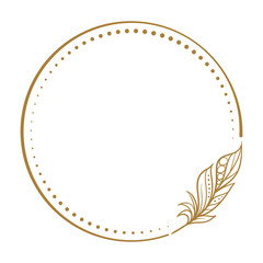 Wall Mural - vector round dotted frame frame whith feather decorative element