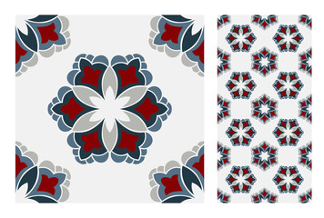 Wall Mural - vintage tiles patterns antique seamless design in Vector illustratio
