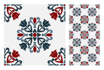 Wall Mural - vintage tiles patterns antique seamless design in Vector illustratio