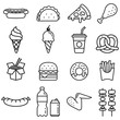Fast food icons. Vector illustrations.