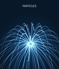 Abstract science or technology background. Array with dynamic particles. Vector illustration.