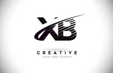 XB X B Letter Logo Design with Swoosh and Black Lines.