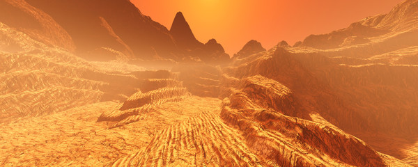 Wall Mural - 3d rendering planet mars lanscape