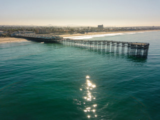 Wall Mural - Aerial photo of a pier with houses