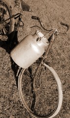 Poster - milk can used once a long time ago from the milkman with sepia toned effect