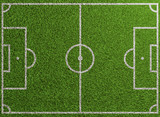 Fototapeta Nowy Jork - Fußballfeld von oben mit Linien auf Rasen