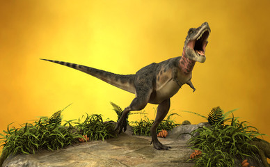 Plakat antyczny gad zwierzę dinozaur tyranozaur