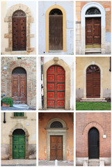 Canvas Print - Medieval front doors with rounded arch