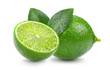 fresh lime with leaf on white background