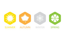 Set Of Four Seasons Icons.