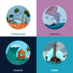 Wall Mural - Seaside Landscapes Concept Icons Set