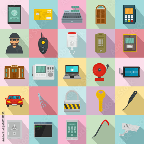 Fotomural Burglar robber mugger plunderer icons set
