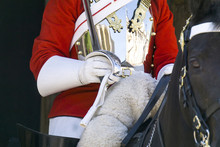 Traditional Household Cavalry Guard In Full Uniform