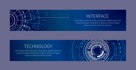 Interfase and Technology Card Vector Illustration