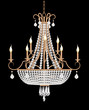 illustration of a chandelier with crystal pendants on the black