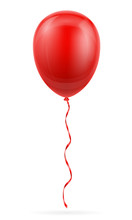 Celebratory Red Balloon Pumped Helium With Ribbon Stock Vector Illustration
