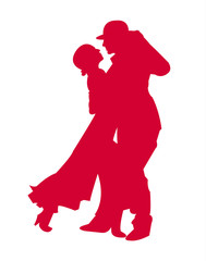 Wall Mural - Couple dances tango silhouette