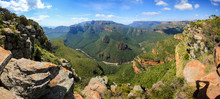 Panoramic View Of The Three Rondawels Viewpoint In The Blyde River Canyon, South Africa