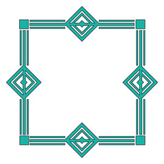 Poster - art deco frame elegant decorative square style vector illustration green