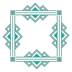 Sticker - vintage geometric shape art deco retro frame vector illustration green