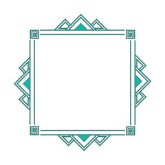 Sticker - vintage geometric shape art deco retro frame vector illustration green