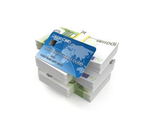 Poster - Credit card on stack of money