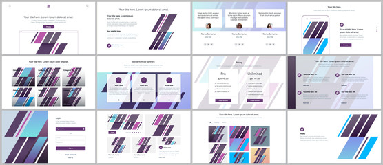 Sticker - Set of vector templates for website design, minimal presentations, portfolio. UI, UX, GUI. Design of headers, dashboard, contact forms, features page, pricing, testimonials, e-commerce page, blog etc