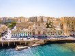 ST.JULIAN'S, MALTA, MAY 15, 2018 - Aerial view on the Spinola Bay with outside pool in St.Julian's from above - St.Julian's, Malta