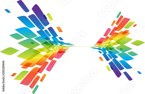 Colorful background, abstract motion element on white