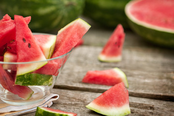 Wall Mural - Small watermelon slices in bowl