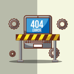 Wall Mural - laptop with barricade tape of 404 error page not found vector illustration