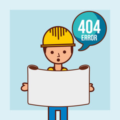 Wall Mural - worker holds message 404 error page not found vector illustration