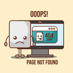 Sticker - 404 error page not found ooops computer vector illustration