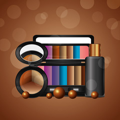 Wall Mural - cosmetics makeup loose eyeshadow palette gel bottle vector illustration