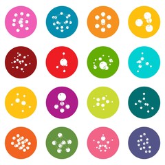 Poster - Molecule icons set vector colorful circles isolated on white background 