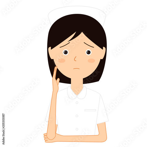 困った表情の若い女性看護師のイラスト Buy This Stock Illustration 困った表情の若い女性看護師のイラスト Buy This Stock Illustration