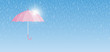 Pink umbrella with rain drop minimal style vector illustration