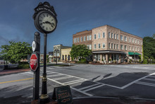 JUNE 26, 2017 SENOIA GEORGIA - -Historic Small Town And Clock In South Where "Walking Dead" Is Filmed For Television