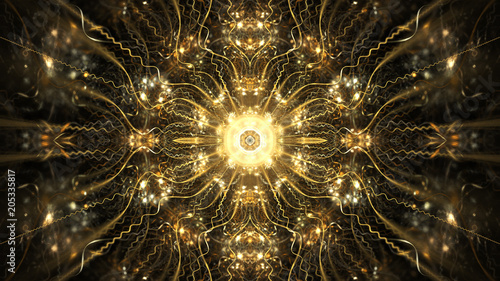 Abstract intricate symmetrical golden ornament Canvas Print