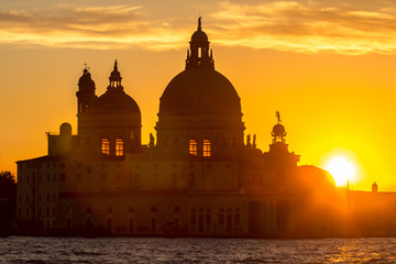 Poster - Sunset behind the Church of Madonna Della Salute in Venice